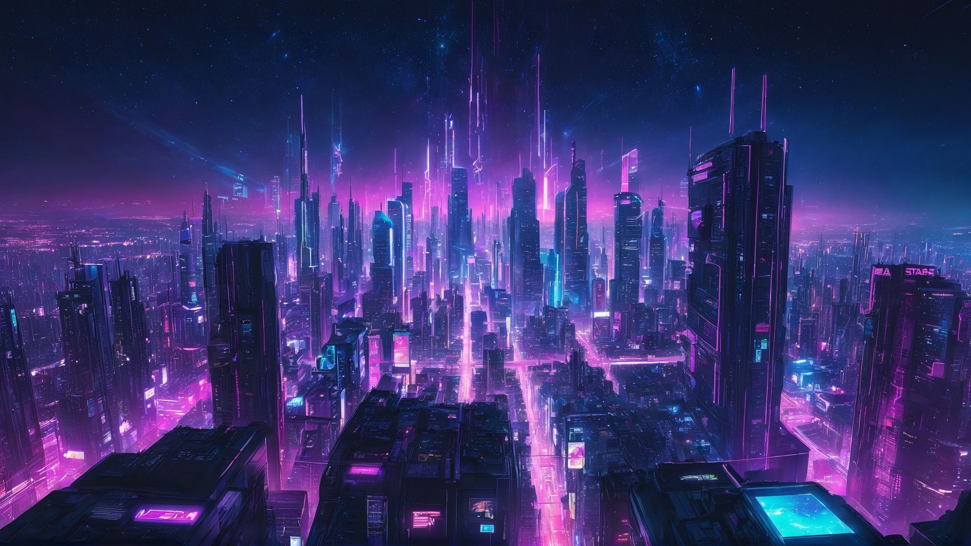 picture of a futuristic neon city; used as background for header